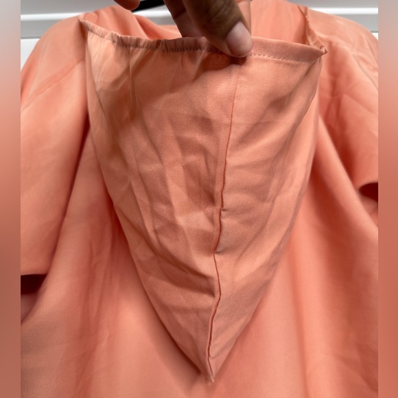 Women’s Peach Colored Maxi Dress Kaftan Abaya Robe with Hood - Picture 6 of 9